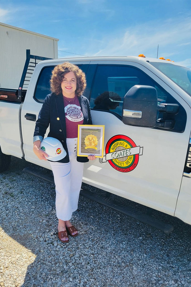 Rhonda-Coates-Standing-Next-to-Coates-Roofing-Truck Rhonda-Coates-Standing-Next-to-Coates-Roofing-Truck